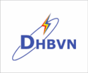 Logo of DHBVN with a blue circle and yellow lightning bolt on a white background