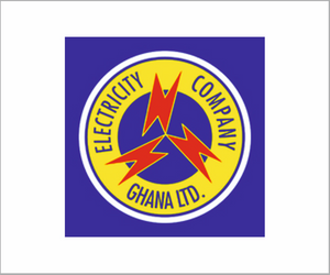 Logo of the Electricity Company Ghana Ltd. on a blue background