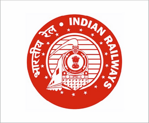 Logo of Indian Railways with red and white colors on a white background